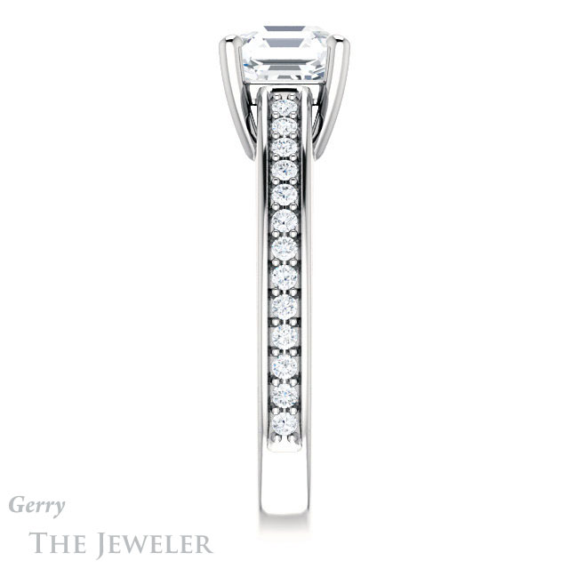 14k White Gold Asscher Cut Forever One Engagement Ring Setting #GTJ1090-asscher-fo-w 3 14k White Gold Asscher Cut Forever One Engagement Ring Setting #GTJ1090-asscher-fo-w