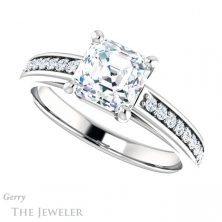 14k White Gold Asscher Cut Forever One Engagement Ring Setting #GTJ1090-asscher-fo-w 5 14k White Gold Asscher Cut Forever One Engagement Ring Setting #GTJ1090-asscher-fo-w