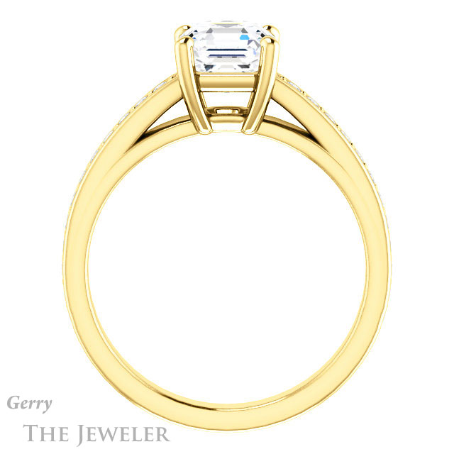 14k Yellow Gold Asscher Cut Forever One Engagement Ring Setting #GTJ1090-asscher-fo-y 2 14k Yellow Gold Asscher Cut Forever One Engagement Ring Setting #GTJ1090-asscher-fo-y