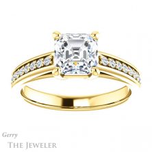 14k Yellow Gold Asscher Cut Forever One Engagement Ring Setting #GTJ1090-asscher-fo-y 1 14k Yellow Gold Asscher Cut Forever One Engagement Ring Setting #GTJ1090-asscher-fo-y