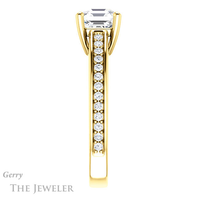 14k Yellow Gold Asscher Cut Forever One Engagement Ring Setting #GTJ1090-asscher-fo-y 3 14k Yellow Gold Asscher Cut Forever One Engagement Ring Setting #GTJ1090-asscher-fo-y