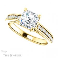 14k Yellow Gold Asscher Cut Forever One Engagement Ring Setting #GTJ1090-asscher-fo-y 5 14k Yellow Gold Asscher Cut Forever One Engagement Ring Setting #GTJ1090-asscher-fo-y