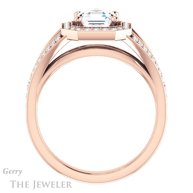 14k Rose Gold Asscher Cut Forever One Engagement Ring Setting #GTJ1091-asscher-fo-r