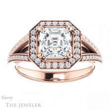 14k Rose Gold Asscher Cut Forever One Engagement Ring Setting #GTJ1091-asscher-fo-r