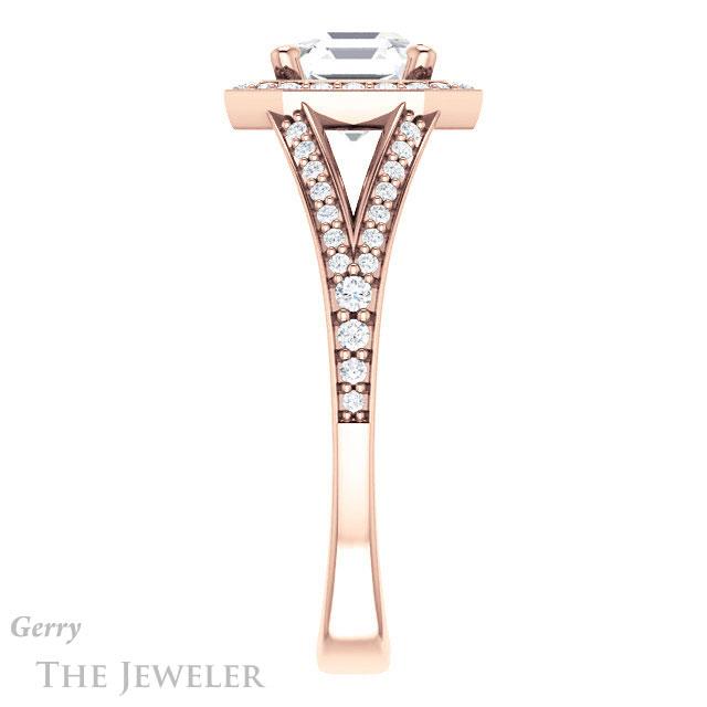 14k Rose Gold Asscher Cut Forever One Engagement Ring Setting #GTJ1091-asscher-fo-r