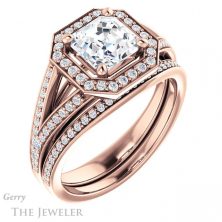 14k Rose Gold Asscher Cut Forever One Engagement Ring Setting #GTJ1091-asscher-fo-r