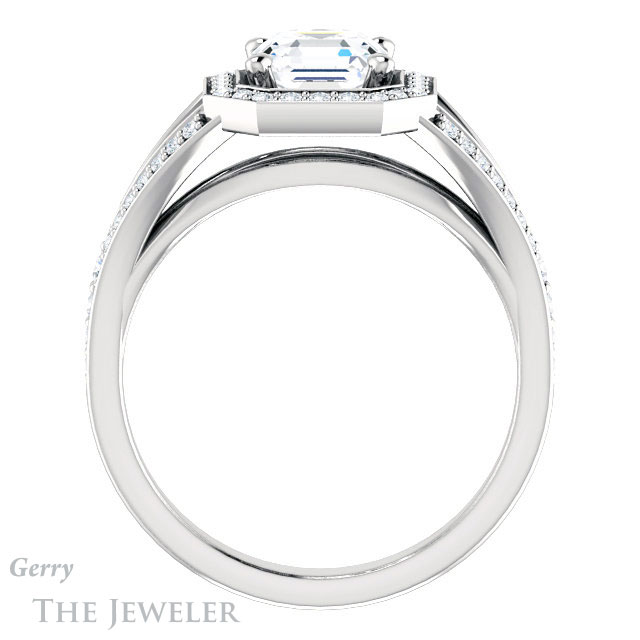 14k White Gold Asscher Cut Forever One Engagement Ring Setting #GTJ1091-asscher-fo-w