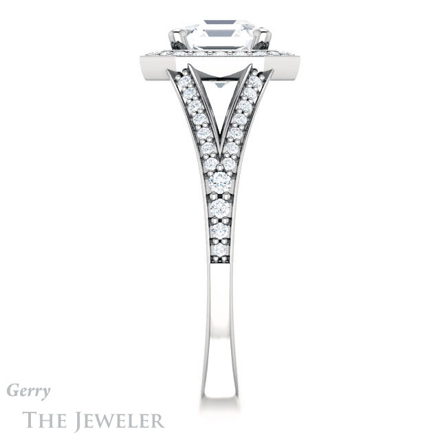 14k White Gold Asscher Cut Forever One Engagement Ring Setting #GTJ1091-asscher-fo-w