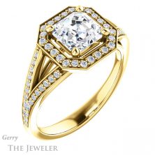 14k Yellow Gold Asscher Cut Forever One Engagement Ring Setting #GTJ1091-asscher-fo-y 4 14k Yellow Gold Asscher Cut Forever One Engagement Ring Setting #GTJ1091-asscher-fo-y