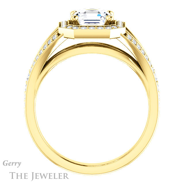 14k Yellow Gold Asscher Cut Forever One Engagement Ring Setting #GTJ1091-asscher-fo-y 2 14k Yellow Gold Asscher Cut Forever One Engagement Ring Setting #GTJ1091-asscher-fo-y
