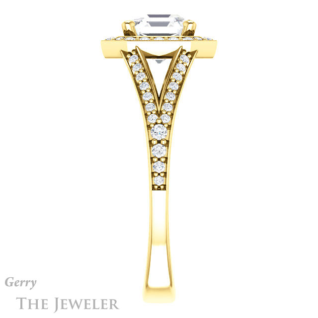 14k Yellow Gold Asscher Cut Forever One Engagement Ring Setting #GTJ1091-asscher-fo-y 3 14k Yellow Gold Asscher Cut Forever One Engagement Ring Setting #GTJ1091-asscher-fo-y