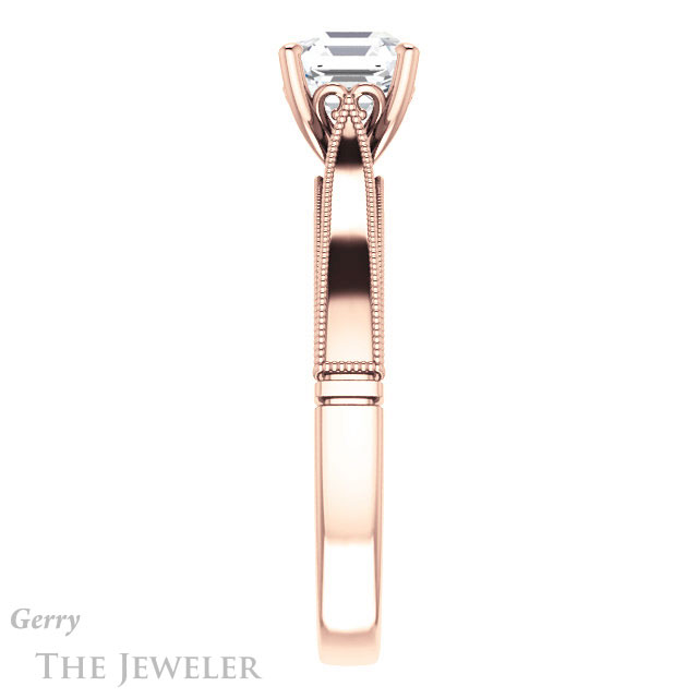 Asscher Cut Forever One Engagement Ring Setting #GTJ1092-asscher-fo-r | Gerry The Jeweler 14k Rose Gold Asscher Cut Forever One Engagement Ring Setting #GTJ1092-asscher-fo-r