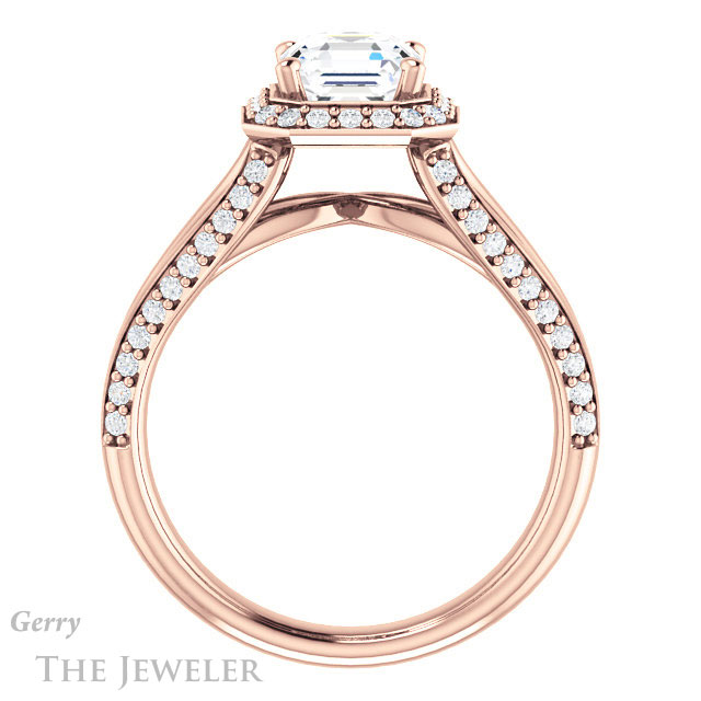 14k Rose Gold Asscher Cut Forever One Engagement Ring Setting #GTJ1094-asscher-fo-r