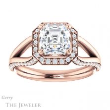 14k Rose Gold Asscher Cut Forever One Engagement Ring Setting #GTJ1094-asscher-fo-r