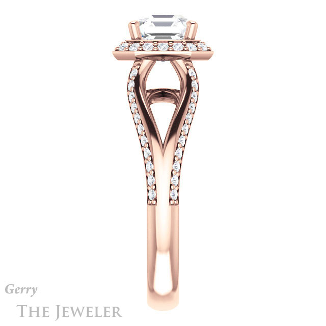 14k Rose Gold Asscher Cut Forever One Engagement Ring Setting #GTJ1094-asscher-fo-r