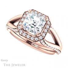 14k Rose Gold Asscher Cut Forever One Engagement Ring Setting #GTJ1094-asscher-fo-r