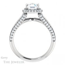 14k White Gold Asscher Cut Forever One Split Shank Halo Ring #GTJ1094-asscher-fo-w 2 14k White Gold Asscher Cut Forever One Split Shank Halo Ring #GTJ1094-asscher-fo-w