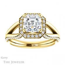 14k Yellow Gold Asscher Cut Forever One Engagement Ring Setting #GTJ1094-asscher-fo-y