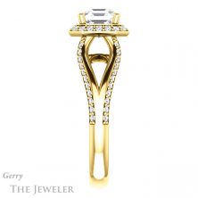 14k Yellow Gold Asscher Cut Forever One Engagement Ring Setting #GTJ1094-asscher-fo-y