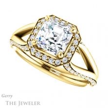 14k Yellow Gold Asscher Cut Forever One Engagement Ring Setting #GTJ1094-asscher-fo-y