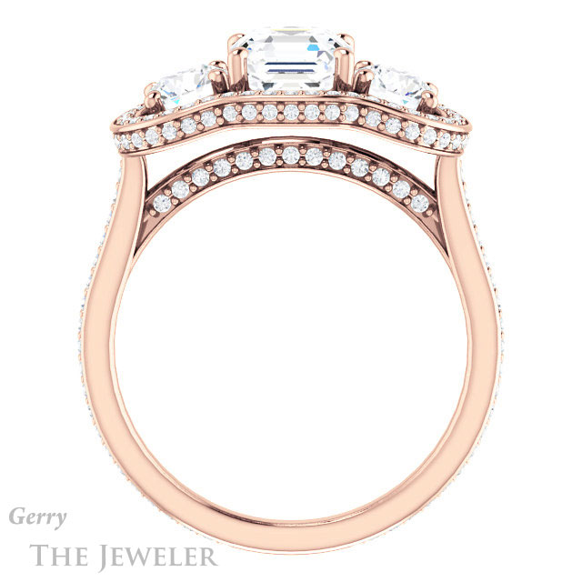 Asscher Cut Forever One Engagement Ring Setting #GTJ1095-asscher-fo-r | Gerry The Jeweler 14k Rose Gold Asscher Cut Forever One Engagement Ring Setting #GTJ1095-asscher-fo-r