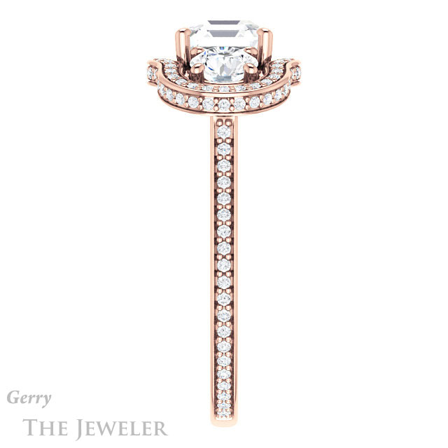 Asscher Cut Forever One Engagement Ring Setting #GTJ1095-asscher-fo-r | Gerry The Jeweler 14k Rose Gold Asscher Cut Forever One Engagement Ring Setting #GTJ1095-asscher-fo-r
