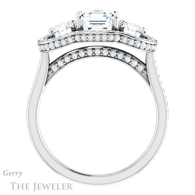 Asscher Cut Forever One Engagement Ring Setting #GTJ1095-asscher-fo-w | Gerry The Jeweler 14k White Gold Asscher Cut Forever One Engagement Ring Setting #GTJ1095-asscher-fo-w