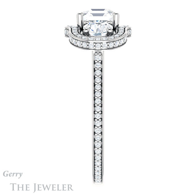 Asscher Cut Forever One Engagement Ring Setting #GTJ1095-asscher-fo-w | Gerry The Jeweler 14k White Gold Asscher Cut Forever One Engagement Ring Setting #GTJ1095-asscher-fo-w