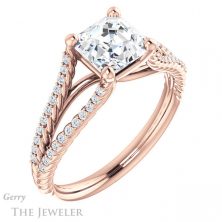 14k Rose Gold Asscher Cut Forever One Engagement Ring Setting #GTJ1096-asscher-fo-r 4 14k Rose Gold Asscher Cut Forever One Engagement Ring Setting #GTJ1096-asscher-fo-r