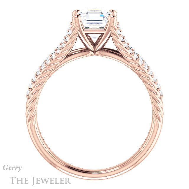 14k Rose Gold Asscher Cut Forever One Engagement Ring Setting #GTJ1096-asscher-fo-r