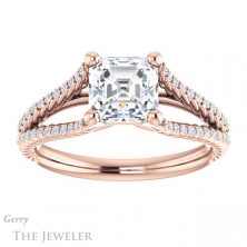14k Rose Gold Asscher Cut Forever One Engagement Ring Setting #GTJ1096-asscher-fo-r 1 14k Rose Gold Asscher Cut Forever One Engagement Ring Setting #GTJ1096-asscher-fo-r