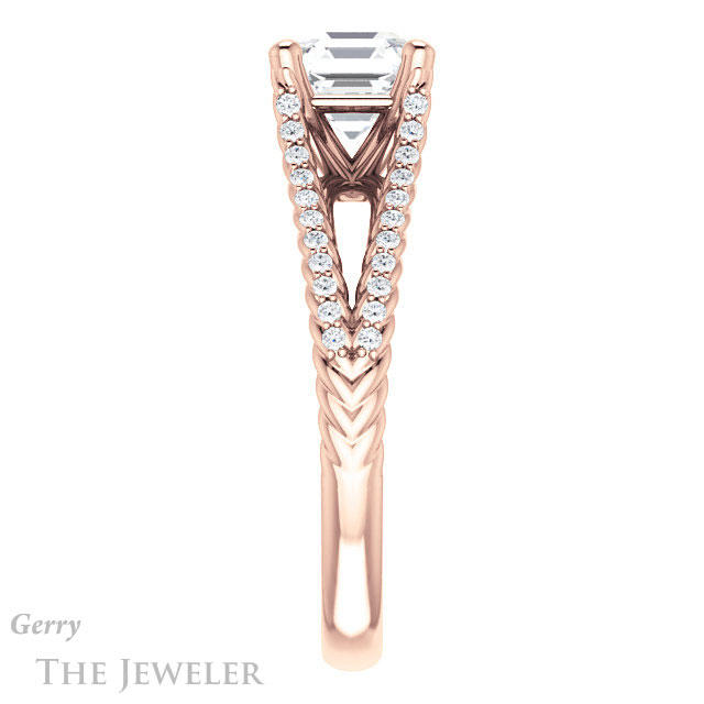 14k Rose Gold Asscher Cut Forever One Engagement Ring Setting #GTJ1096-asscher-fo-r 3 14k Rose Gold Asscher Cut Forever One Engagement Ring Setting #GTJ1096-asscher-fo-r