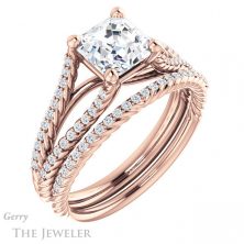 14k Rose Gold Asscher Cut Forever One Engagement Ring Setting #GTJ1096-asscher-fo-r 6 14k Rose Gold Asscher Cut Forever One Engagement Ring Setting #GTJ1096-asscher-fo-r