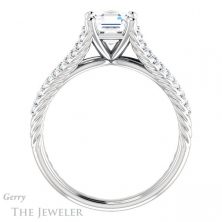 14k White Gold Asscher Cut Forever One Engagement Ring Setting #GTJ1096-asscher-fo-w
