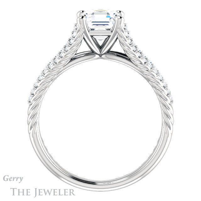 14k White Gold Asscher Cut Forever One Engagement Ring Setting #GTJ1096-asscher-fo-w