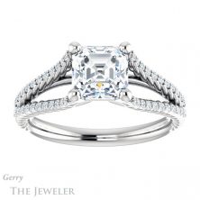 14k White Gold Asscher Cut Forever One Engagement Ring Setting #GTJ1096-asscher-fo-w