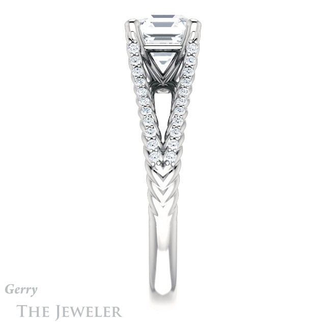 14k White Gold Asscher Cut Forever One Engagement Ring Setting #GTJ1096-asscher-fo-w