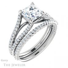 14k White Gold Asscher Cut Forever One Engagement Ring Setting #GTJ1096-asscher-fo-w