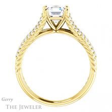 14k Yellow Gold Asscher Cut Forever One Engagement Ring Setting #GTJ1096-asscher-fo-y