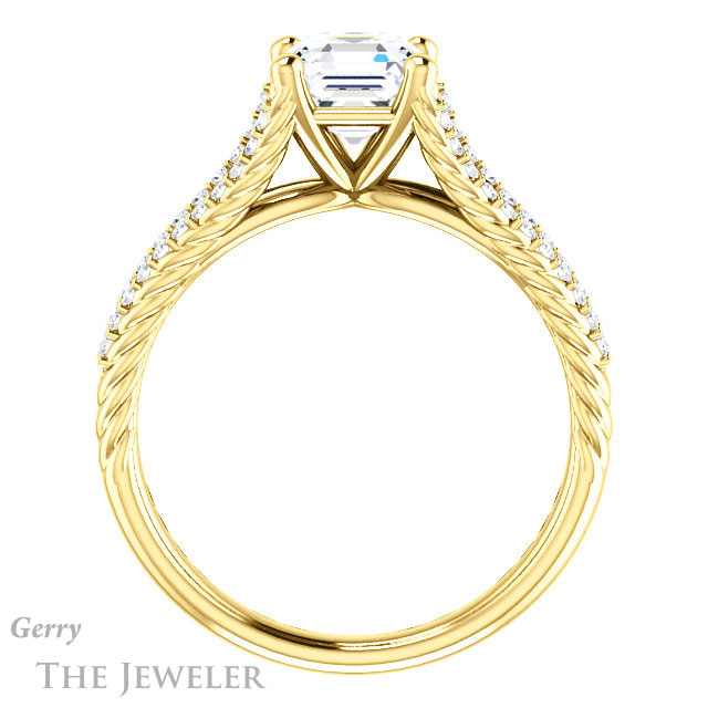 14k Yellow Gold Asscher Cut Forever One Engagement Ring Setting #GTJ1096-asscher-fo-y