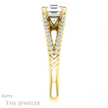 14k Yellow Gold Asscher Cut Forever One Engagement Ring Setting #GTJ1096-asscher-fo-y
