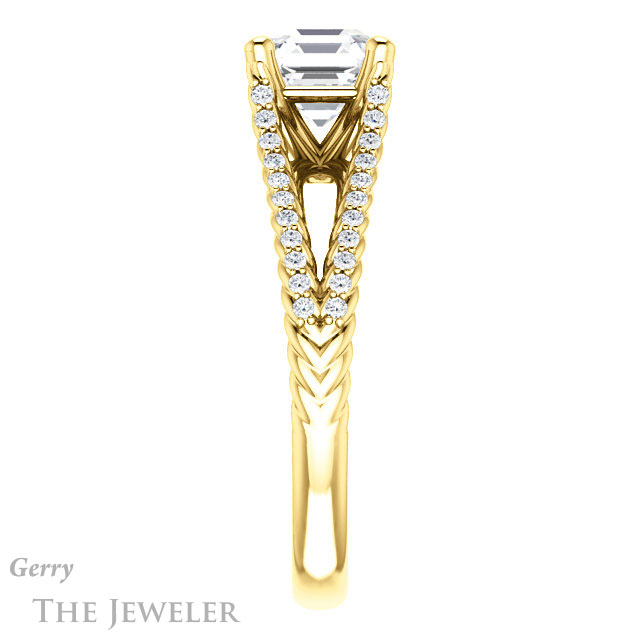 14k Yellow Gold Asscher Cut Forever One Engagement Ring Setting #GTJ1096-asscher-fo-y