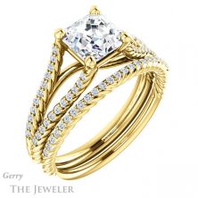 14k Yellow Gold Asscher Cut Forever One Engagement Ring Setting #GTJ1096-asscher-fo-y