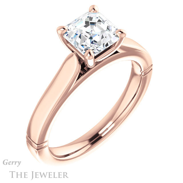 14k Rose Gold Asscher Cut Forever One Engagement Ring Setting #GTJ1097-asscher-fo-r 4 14k Rose Gold Asscher Cut Forever One Engagement Ring Setting #GTJ1097-asscher-fo-r