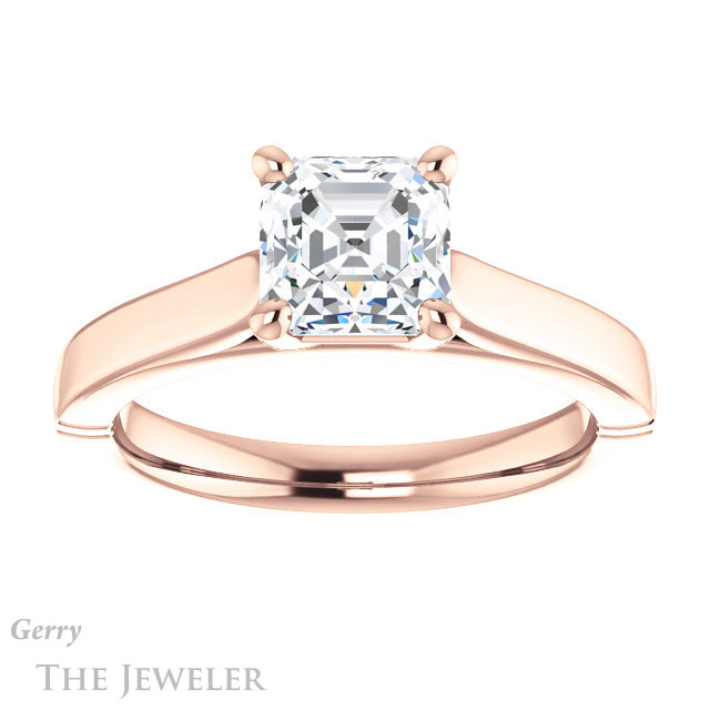 14k Rose Gold Asscher Cut Forever One Engagement Ring Setting #GTJ1097-asscher-fo-r