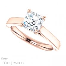 14k Rose Gold Asscher Cut Forever One Engagement Ring Setting #GTJ1097-asscher-fo-r 5 14k Rose Gold Asscher Cut Forever One Engagement Ring Setting #GTJ1097-asscher-fo-r