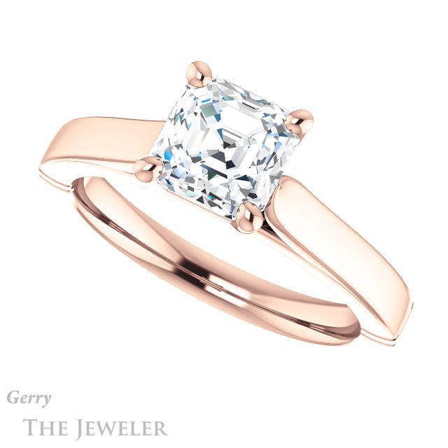 14k Rose Gold Asscher Cut Forever One Engagement Ring Setting #GTJ1097-asscher-fo-r 5 14k Rose Gold Asscher Cut Forever One Engagement Ring Setting #GTJ1097-asscher-fo-r