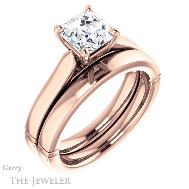 14k Rose Gold Asscher Cut Forever One Engagement Ring Setting #GTJ1097-asscher-fo-r 6 14k Rose Gold Asscher Cut Forever One Engagement Ring Setting #GTJ1097-asscher-fo-r