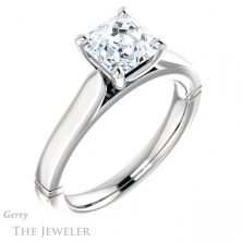 14k White Gold Asscher Cut Forever One Engagement Ring Setting #GTJ1097-asscher-fo-w
