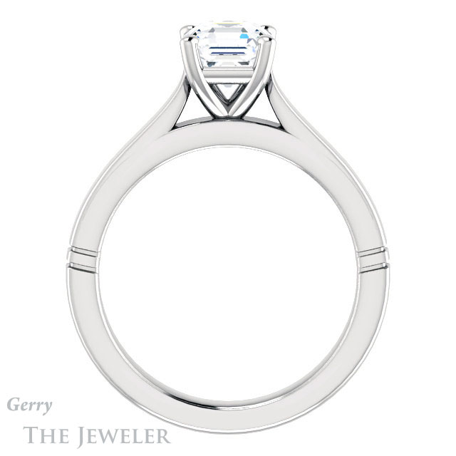 14k White Gold Asscher Cut Forever One Engagement Ring Setting #GTJ1097-asscher-fo-w